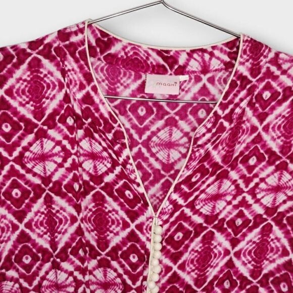 Vtg MOOHI Womens Maxi Sz. Large Pink Asymmetric Hem Long Sleeves 80s Glamour - Picture 6 of 13